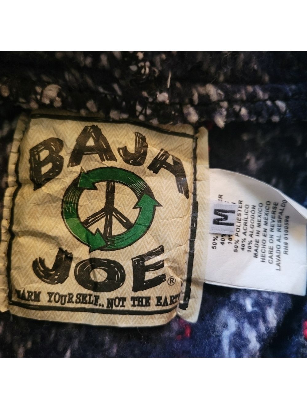 BAJA JOE Hooded Poncho Made In Mexico Medium Aztec Western Tribal - Picture 3 of 3